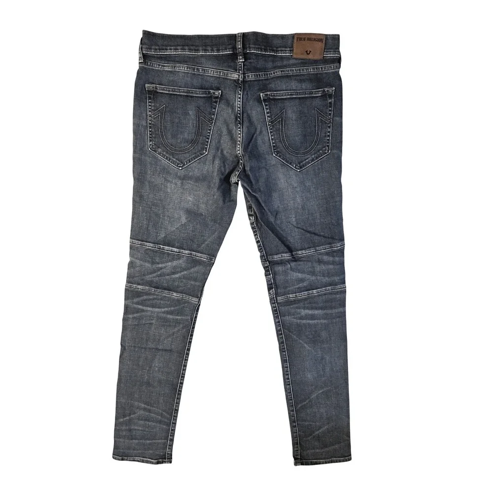 True Religion Rocco Moto Rocker Jeans Men Dark‎ Wash Slim Fit Size 31